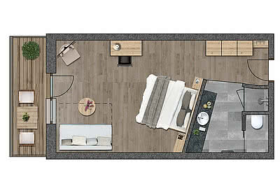 Floor plan Premium double room in the Hotel Unterschwarzachhof