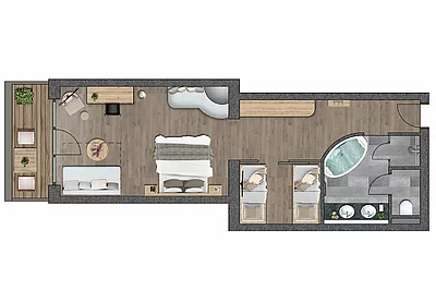 Grundriss Familiensuite Deluxe im Hotel Unterschwarzachhof