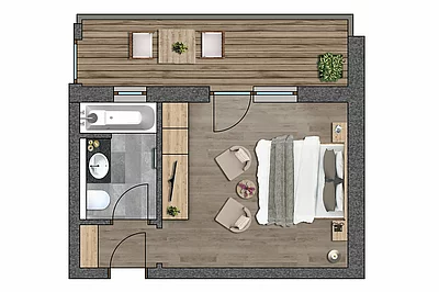 Grundriss Doppelzimmer Comfort im Hotel Unterschwarzachhof