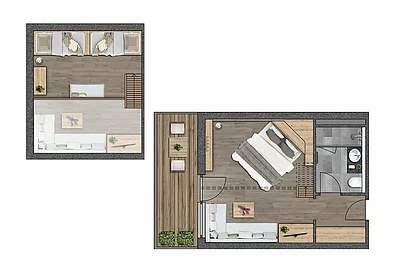 Grundriss Zirbensuite im Unterschwarzachhof in Saalbach Hinterglemm