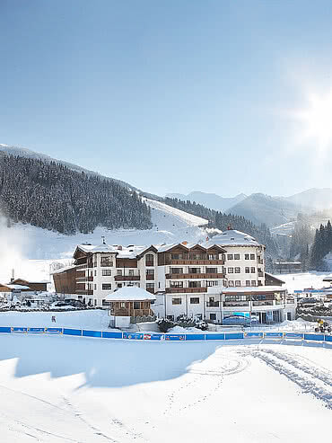 Winter view from the Hotel Unterschwarzachhof in Saalbach Hinterglemm