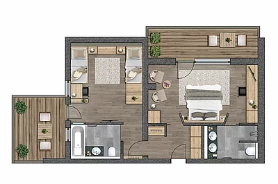 Grundriss Premium Familiensuite im Hotel Unterschwarzachhof
