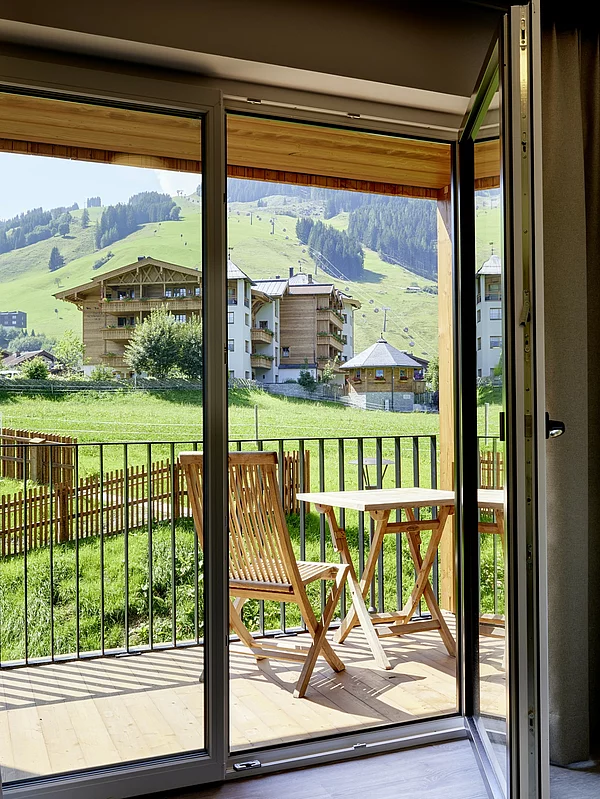 Ausblick Balkon im Mitarbeiterwohnhaus Unterschwarzachhof Saalbach Hinterglemm