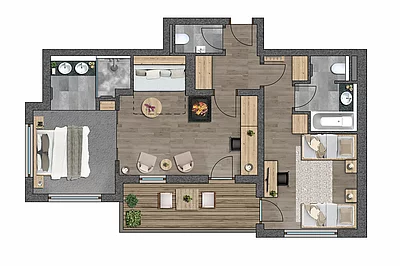 Grundriss Premium Suite Schwalbennest im Hotel Unterschwarzachhof