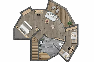 Grundriss Suite Sterngucker im Hotel Unterschwarzachhof
