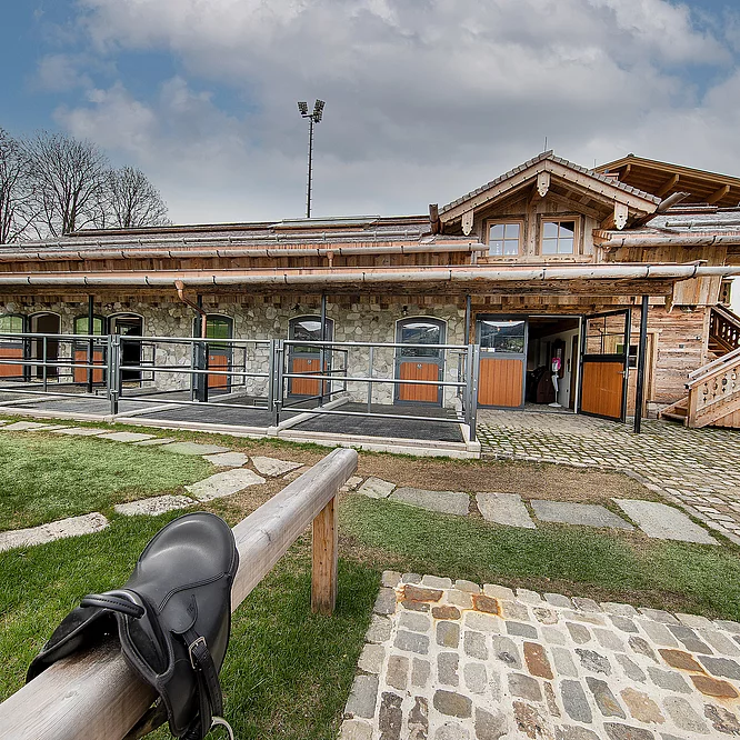 Riding & Pony club Exterior view of the horse stables in the Hotel Unterschwarzachhof